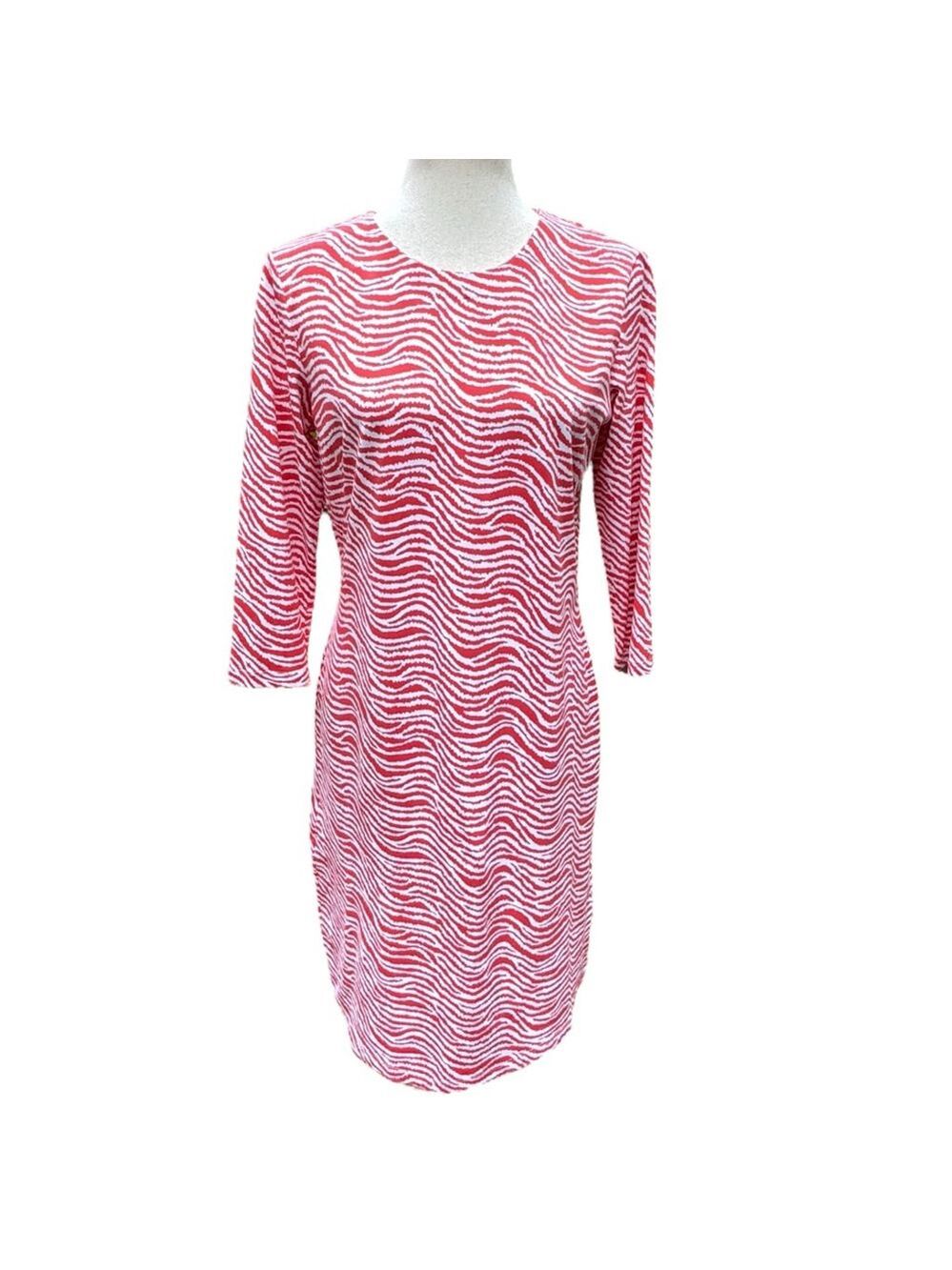 J. McLaughlin Coral Zebra Print Sheath Dress Size M Coastal Chic Resort Party St